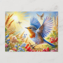 Cartão Postal Paisagem de Verão de Belas Aves 3