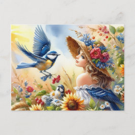 Cartão Postal Paisagem de Verão de Belas Aves 8