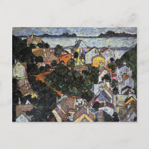 Cartão Postal Paisagem de Verão, Krumau, por Egon Schiele