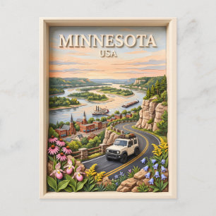 Cartão Postal Paisagem de Viagem de Minnesota 3D Texturizada do