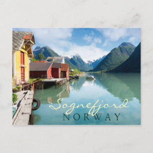 Cartão Postal Paisagem do fiorde Fjaerlandsfjord na Noruega