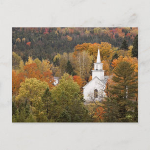 Cartão Postal Paisagem do outono com igreja, Vermont, EUA