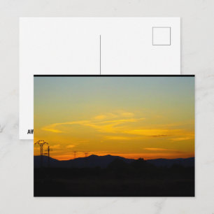Cartão Postal Paisagem do Pôr do Sol na Montanha Amarela