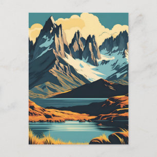 Cartão Postal Paisagem em estilo de pôster de viagem vintage da 