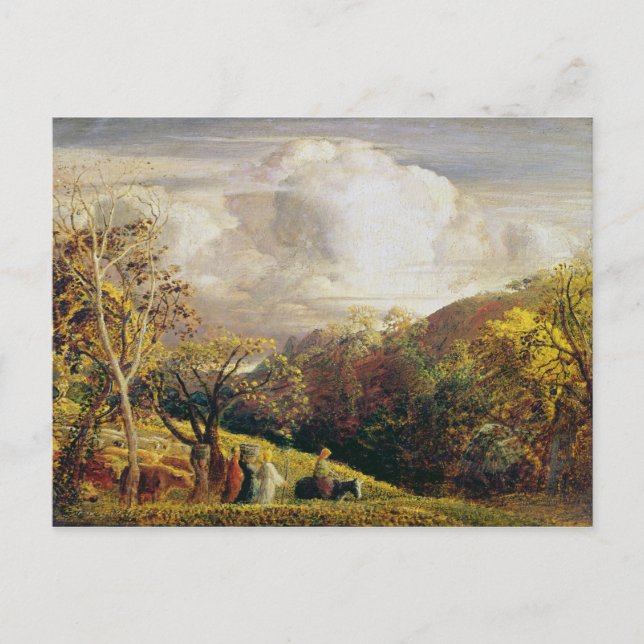 Cartão Postal Paisagem, figuras e gado (Frente)