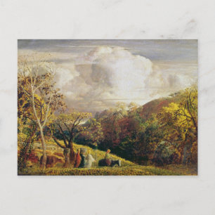 Cartão Postal Paisagem, figuras e gado