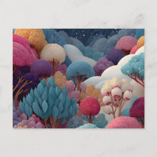 Cartão Postal Paisagem Florestal Caprichosa e Texturizada Colori