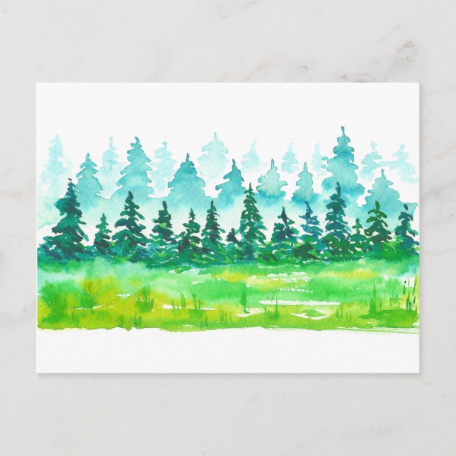 Cartão Postal Paisagem florestal de Verão. (Frente)