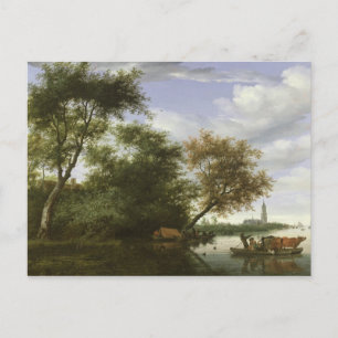 Cartão Postal Paisagem fluvial arborizada