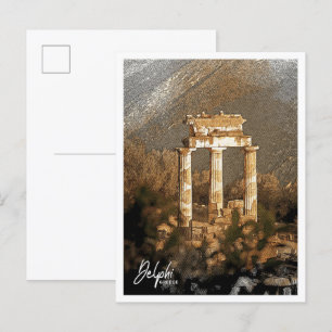 Cartão Postal Paisagem Lápis de Cores da Grécia Delphi