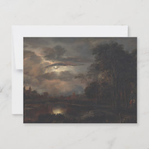 Cartão Postal Paisagem lunática com Ponte por van der Neer: