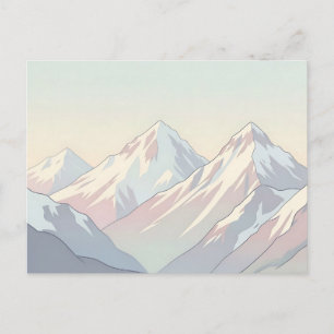 Cartão Postal Paisagem Minimalista de Montanhas em Pastel