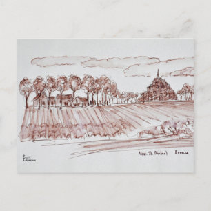 Cartão Postal Paisagem Mont Saint-Michel Normandia, França