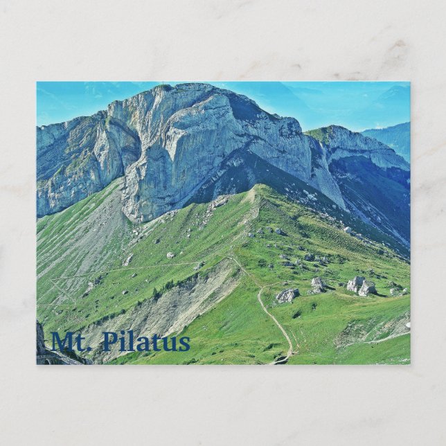 Cartão Postal Paisagem Montanha do Mt. Pilatus Viagem (Frente)