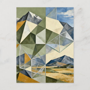 Cartão Postal Paisagem Montanhosa Abstrata Geométrica
