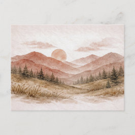 Cartão Postal Paisagem Montanhosa de Terracota Floresta de Pinhe