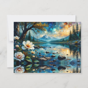 Cartão Postal Paisagem Montanhosa Reflexo da Água