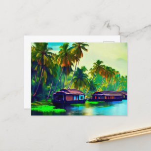 Cartão Postal Paisagem natural Elegante de Kerala de coqueiros