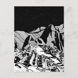 Cartão Postal Paisagem negra e branca de Machu Picchu