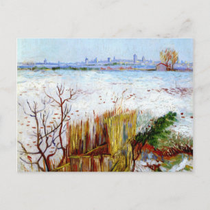 Cartão Postal Paisagem nevada de Van Gogh com Arles ao fundo