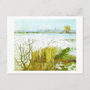 Cartão Postal Paisagem Neve Arles Fundo Van Gogh Fine Art