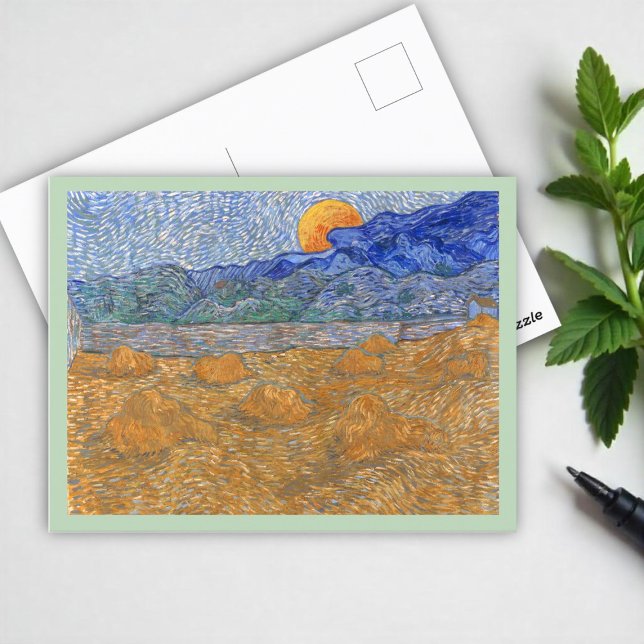 Cartão Postal Paisagem noturna com Lua Ascensão por Van Gogh (Criador carregado)