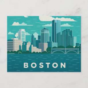 Cartão Postal Paisagem Noturna da Cidade de Massachusetts   Cida
