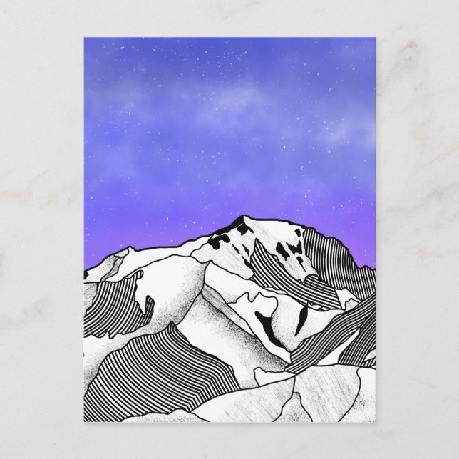 Cartão Postal Paisagem noturna do Monte Branco (Frente)