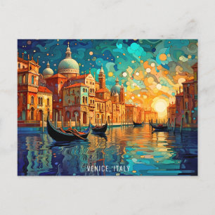 Cartão Postal Paisagem Painting Venice Canals Itália Viagem Art