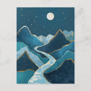 Cartão Postal paisagem Picos Dourados Sob um Céu Noturno
