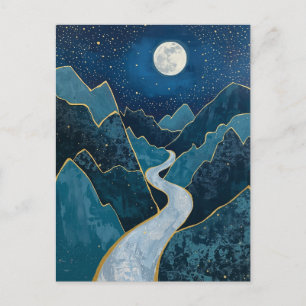 Cartão Postal paisagem Picos Dourados Sob um Céu Noturno