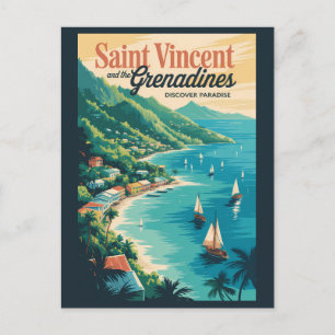 Cartão Postal Paisagem Retro de São Vicente e Granadinas
