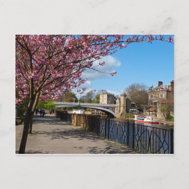 Cartão Postal paisagem ribeirinha da cidade de York (Frente)