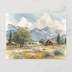 Cartão Postal Paisagem rural Cabina com Vista de Montanha