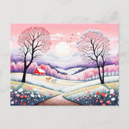 Cartão Postal Paisagem rural inverno-Primavera Transição