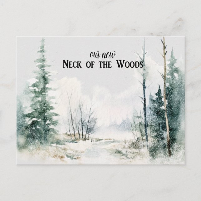 Cartão Postal Paisagem Rústica Anúncio de Mudança para Nova Casa (Frente)