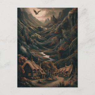 Cartão Postal Paisagem Serena: Voo de Pássaros