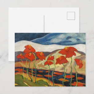 Cartão Postal Paisagem Surrealista Modernista com Papoulas Verme