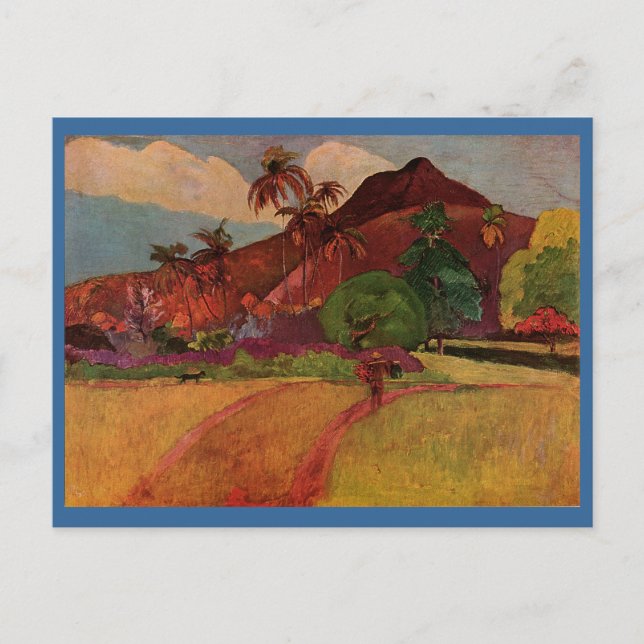 Cartão Postal Paisagem Tahitiana de Paul Gauguin (1893) (Frente)