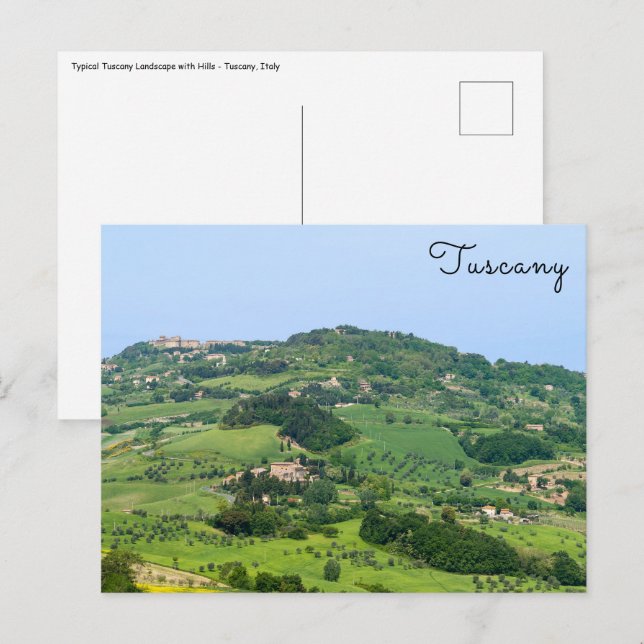 Cartão Postal Paisagem Toscana Típica com Colinas - Itália (Frente/Verso)