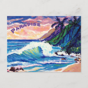 Cartão Postal Paisagem Tropical Paradise Hawaii Colorida