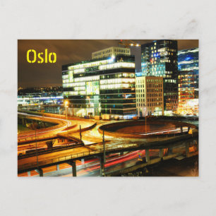Cartão Postal Paisagem urbana à noite em Oslo, Noruega