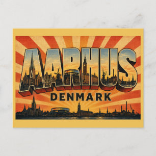 Cartão Postal Paisagem urbana da Catedral de Aarhus Dinamarca