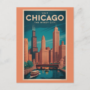 Cartão Postal Paisagem Urbana da Cidade de Chicago Illinois Viag