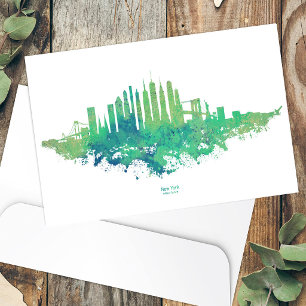 Cartão Postal Paisagem urbana da Cidade de Nova York em aquarela
