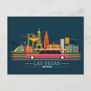 Cartão Postal Paisagem Urbana da Cidade Skyline   Las Vegas, Nev