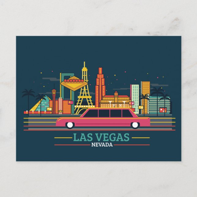 Cartão Postal Paisagem Urbana da Cidade Skyline | Las Vegas, Nev (Frente)