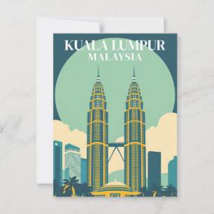Cartão Postal Paisagem urbana das Torres Retrô de Kuala Lumpur M