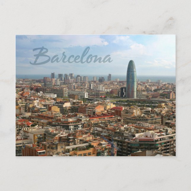 Cartão Postal paisagem urbana de Barcelona (Frente)