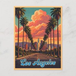 Cartão Postal Paisagem Urbana de Los Angeles Pôr do Sol Palmeira